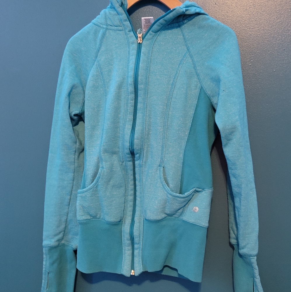 Blue hoodie jacket with place for thumb size small